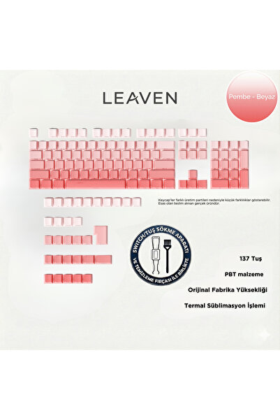 Leaven MEKANİK KLAVYE KEYCAP SETİ PUDRA-BEYAZ KADEMELİ 136 TUŞLU KEYCAP