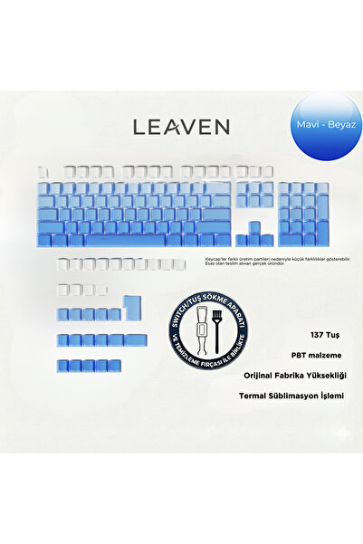 Leaven MEKANİK KLAVYE KEYCAP SETİ MAVİ-BEYAZ KADEMELİ 136 TUŞLU KEYCAP