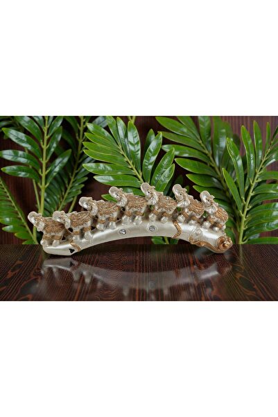 ELSELİFE Lüks Aynalı Motifli Feng Shui 7’li Şans Bereket Fil Biblo Seti 26 cm...