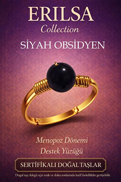 Erilsa Certified Periodic Table Energy Ring – Black Obsidian Adjustable Gold ...