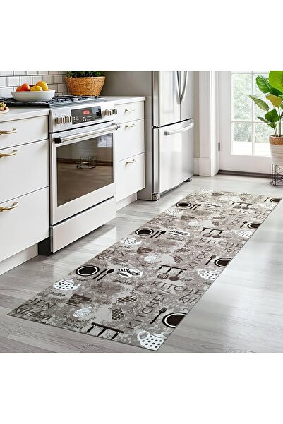 OEM Anti-Slip Kitchen Rail, Beige with Brown, Polyester, Width 80 cm