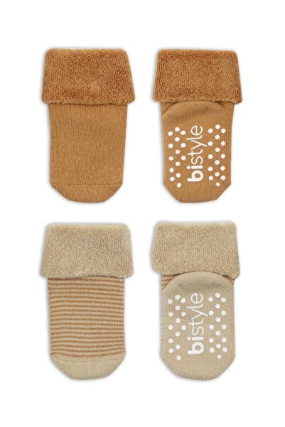 NW NessiWorld 2-Piece Circle Non-Slip Towel Socks 10503 Beige-Hardal