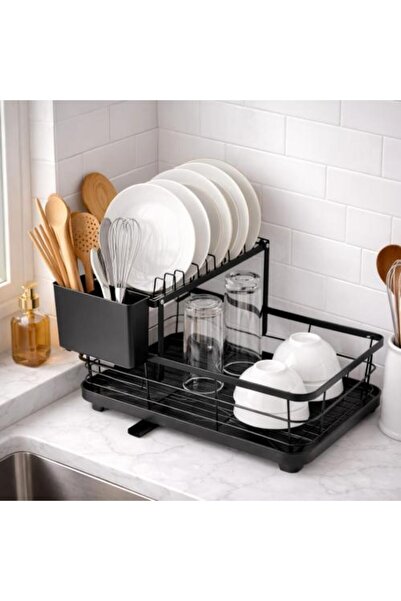 Generic Multi-Level Stainless Steel Dish Organizer with Modern Design