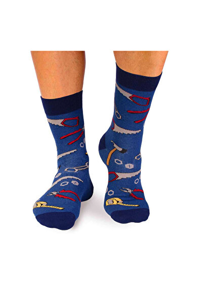 Pirin Hill Blue Tooled Cotton Fine Socks