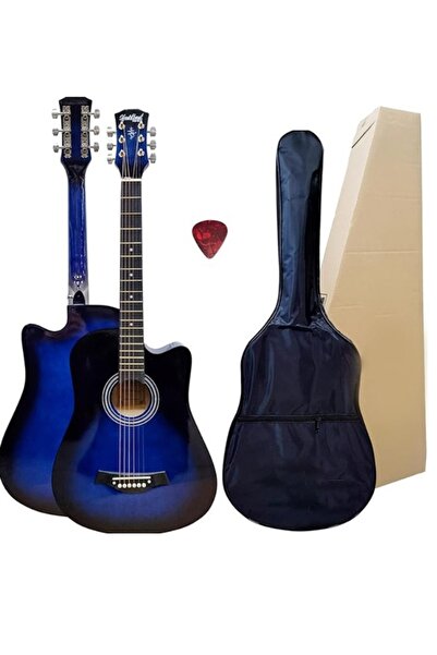 Guitar 38 Classic Acoustic 6 Strings Wooden for Students Beginners Wood Blue