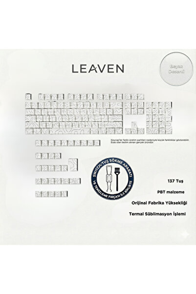 Leaven MEKANİK KLAVYE TUŞ TAKIMI-PBT ÇİFT BASKI KEYCAP SETİ- ÇİZGİ DESENLİ 13...