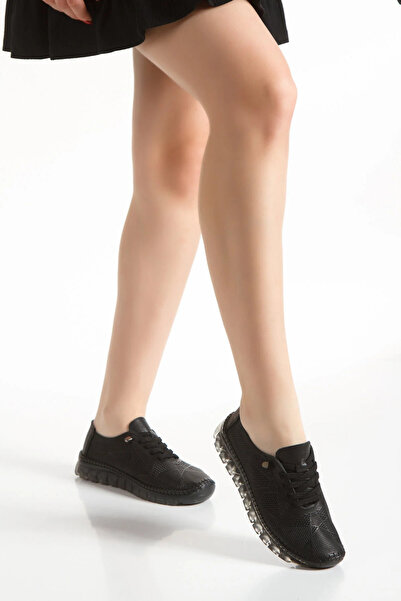 Adım Dünyası Genuine Leather Women's Casual Shoes – Orthopedic Sole, Perforat...