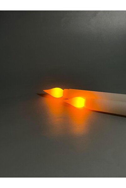 Lusora Design Alevsiz Led Şamdan Mum Pilli - Beyaz 2 Adet (Pil Hediyelİ)