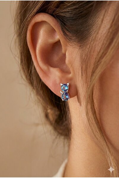 MAXMODERN 925 Ayar Gümüş Çivili Kedi Küpe