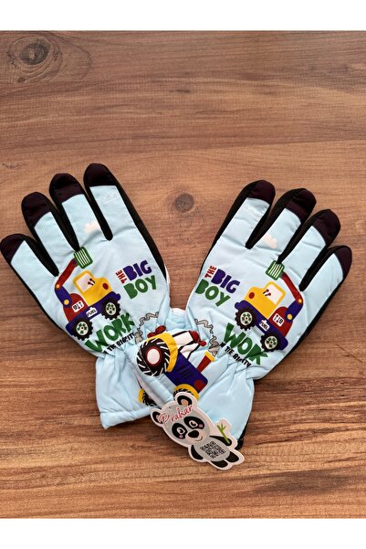 Blotch Cartoon Character Light Green Color Lined Children's Ski and Snow Glov...