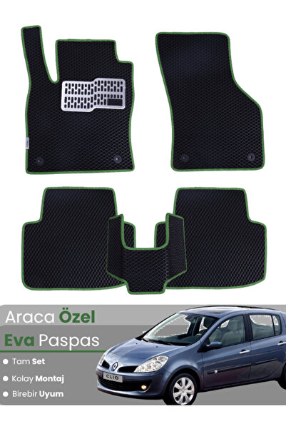 stiloto RENAULT CLİO 3 (2005-2011) Uyumlu EVA Paspas Tam Set–Araca Özel,Oto P...