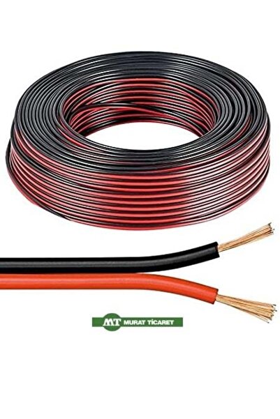 Murat 2 X 0.75 MM ÇİFTLİ HOPARLÖR KABLOSU (KIRMIZI-SİYAH) (1 MT)