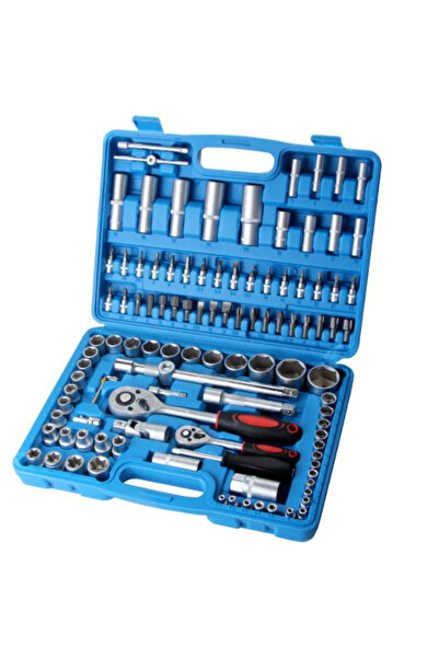 Promagg Professional tool kit with 108 pieces, chrome-plated socket wrenches,...