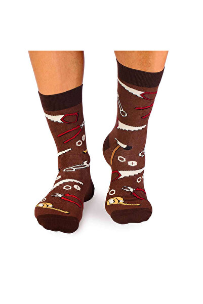 Pirin Hill Fine Cotton Socks with Brown Tools