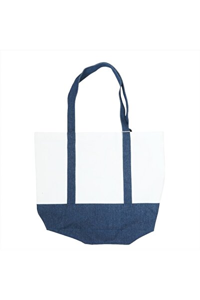 Midi Navy Blue and White Canvas Bag - Women's Bags by Me Dee