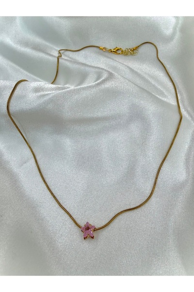 Eylülün Takısı قلادة نسائية من الفولاذ على شكل نجمة حجرية باللون الذهبي الوردي