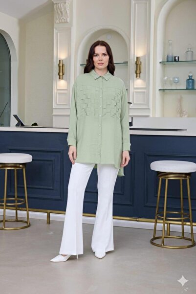 Moodbasic Silk Cupra Shirt with Stripes