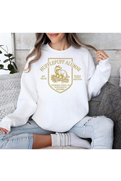 Tubinyoo Wizard School Building -H- Printed Crew Neck 3 Thread Sweatshirt