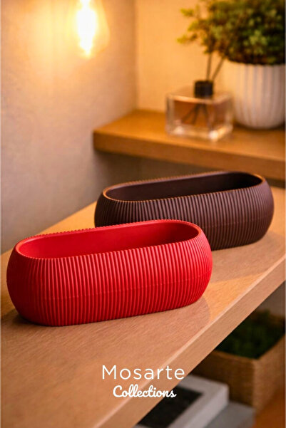 Mosarte مزهرية بتصميم بيضاوي حديث ومضلع / قطعة ديكور مجموعة من قطعتين