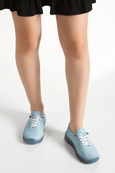 Adım Dünyası Genuine Leather Women's Casual Shoes – Orthopedic Sole, Perforat...