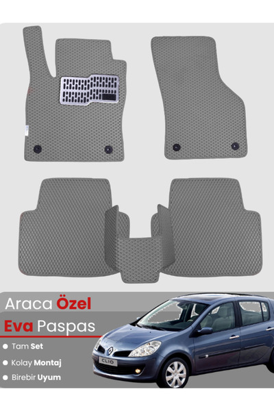 stiloto RENAULT CLİO 3 (2005-2011) Uyumlu EVA Paspas Tam Set–Araca Özel,Oto P...