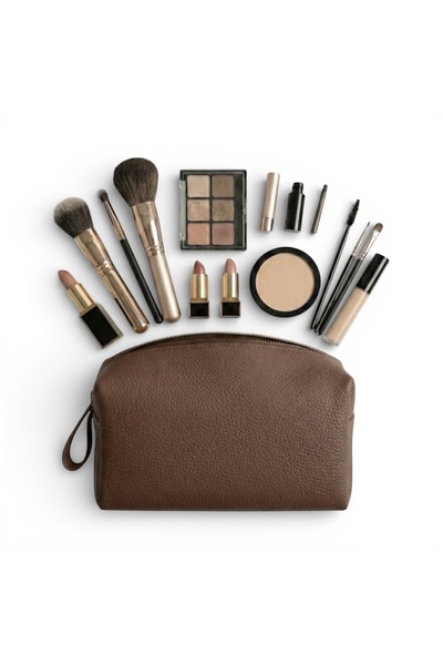 LOS CAJA Brown Large Makeup Bag