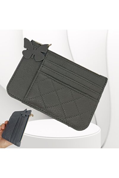 OEM Women's Card Holder, Leather, Brown-Grey(21)