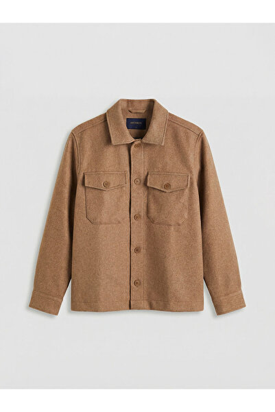 LC Waikiki Brown Regular Fit Men's Cashmere Shirt Jacket
