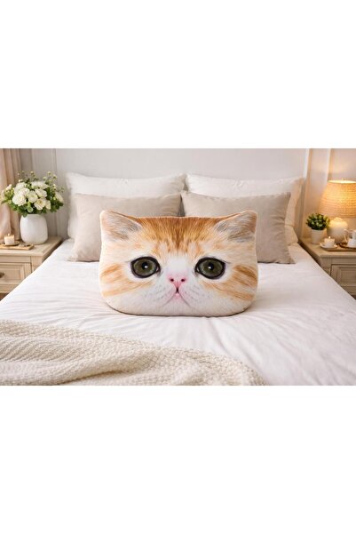 miruza ev tekstil 3D kedi desenli dolgulu yastık 65x75 hediyelik 1 adet