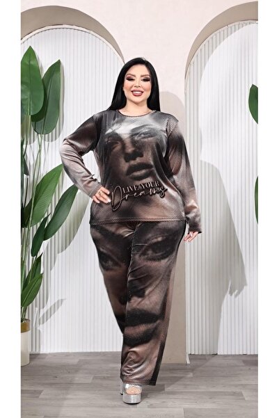 Kokostrendi Face crystal stone velvet set - coffee