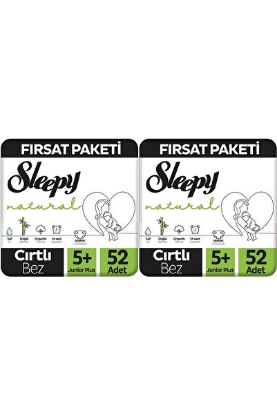 Sleepy Bebek Bezi Naturel Beden:5+ (13-20Kg) Junior Plus 104 Adet Ekonomik Fı...