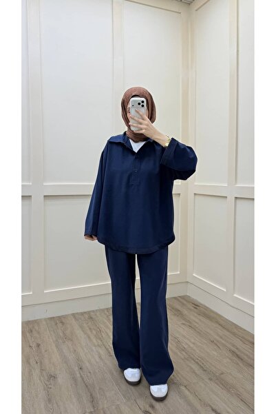 Minharir Set de două piese pentru femei cu detalii cu nasturi - Țesătură moda...