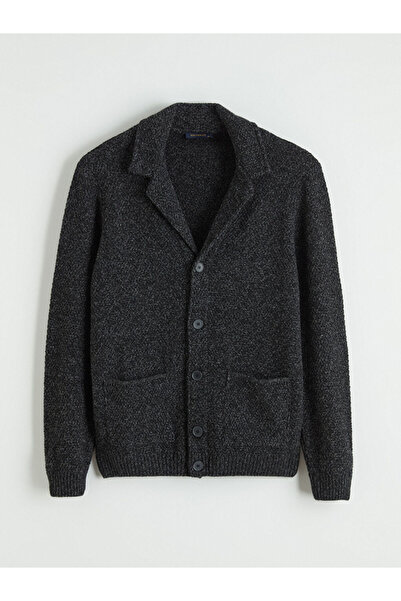 LC Waikiki Mg trenden anthracite standard fit wool blend men's knit cardigan