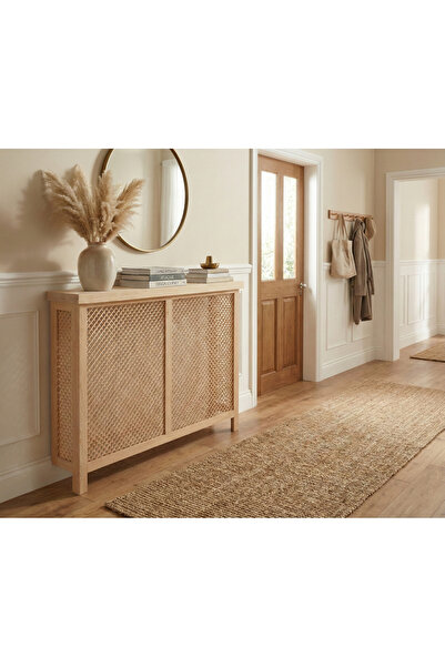 Sedefira Doğal Ahşap Petek Kaplama & Antre Dresuarı - 120 cm Dekoratif Radyat...