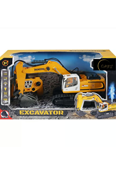 canes Ekskavatör Kepçe 1:18 Ölçek 11 Kanallı Tam Fonksiyonlu Uzaktan Kumandal...