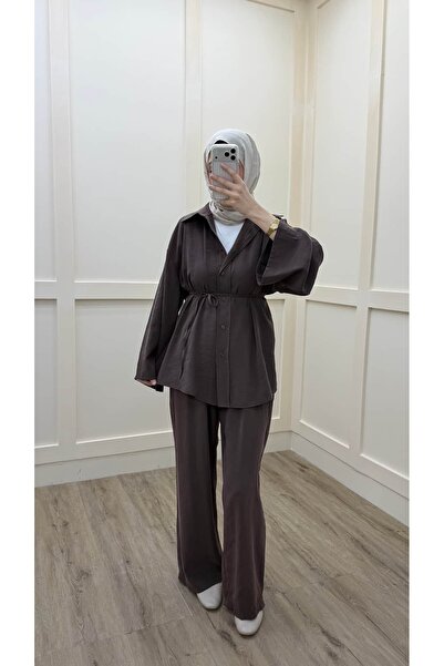 Minharir طقم نسائي مكون من قطعتين مع قميص من قماش المودال - كاجوال، عصري، أنيق