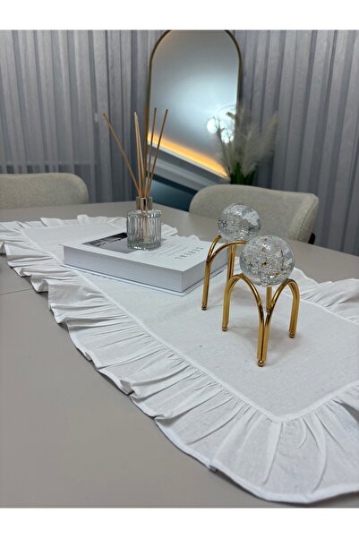 Doğa teks home BEYAZ %100 HAM KETEN RUNNER (45x100)