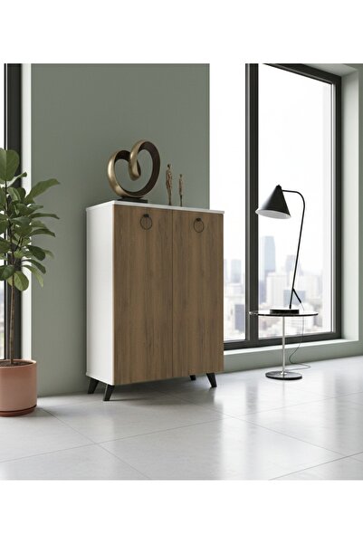 YASEM HOME Çok Amaçlı Ayakkabılık ve Ofis Dolabı - 2 Kapaklı 4 Bölmeli - Ayak...