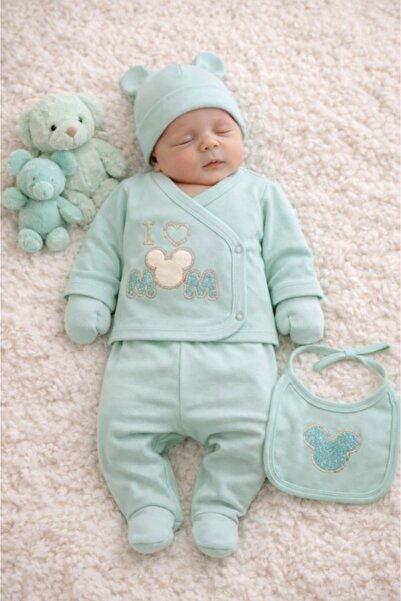 Superbaby Set Serde bebeluși „I Love Mom” – 5 piese din bumbac