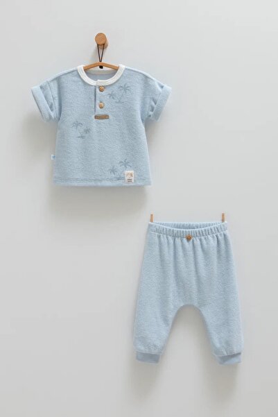 Caramell Baby Boy Set Soft Textured Terry Cloth Summer Baby Top and Bottom Se...