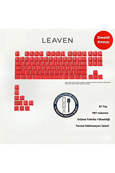 Leaven MEKANİK KLAVYE TUŞ TAKIMI-PBT ÇİFT BASKI KEYCAP SETİ- ÇİZGİ DESENLİ 97...