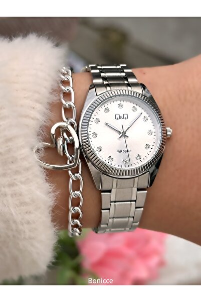 Q&Q Gift Women's Wristwatch Silver Color Steel Band, in Stylish Gift Package ...