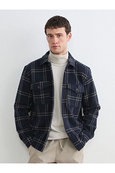 LC Waikiki Standard Fit Checked Embroidered Wool Blend Men's Shirt Jacket by ...