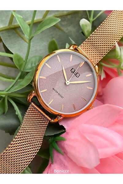 Q&Q Women's Watch, Rose Color Steel Mesh Band, Bracelet