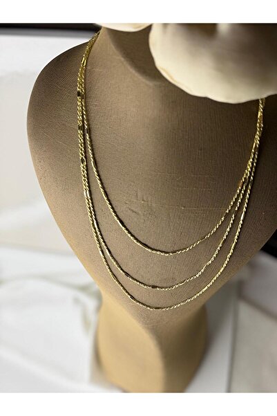 B3 Aksesuar Soft Shine Üçlü Gold Kolye