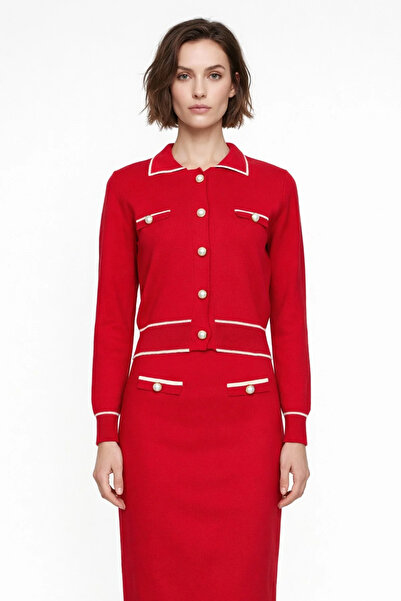 ON TRİKO Striped Detail Button Cardigan 69914