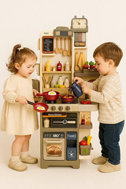 LEAN Bucătărie mare pentru copii cu 88 de accesorii, lumini și sunete