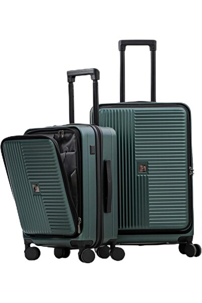 Tereplus Travel Luggage Set of Two 20/24 inch - Front Open - Dark Green