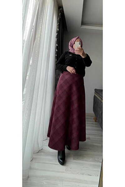 Sara Deluxe Bordo Plaid Patterned Scuba Skirt