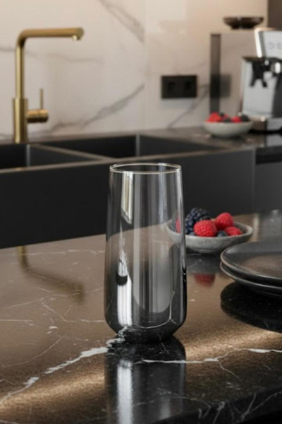 rova tr Lal Büyük Serisi Titanyum Kaplama Cam Modern Bardak- 6 Adet Su Bardağı